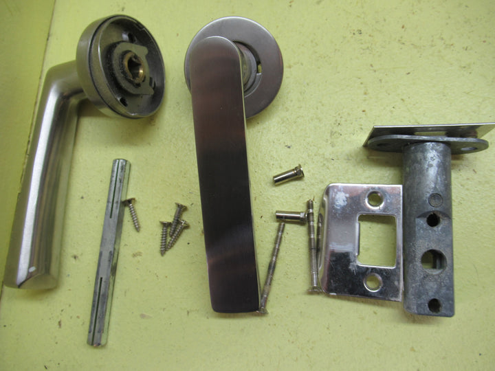 Modern Tapered Lever Handle on Rose plate with Mortice & Striker 60H x 55Dia x 130D