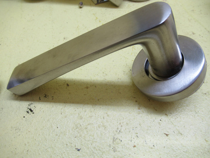 Modern Tapered Lever Handle on Rose plate with Mortice & Striker 60H x 55Dia x 130D