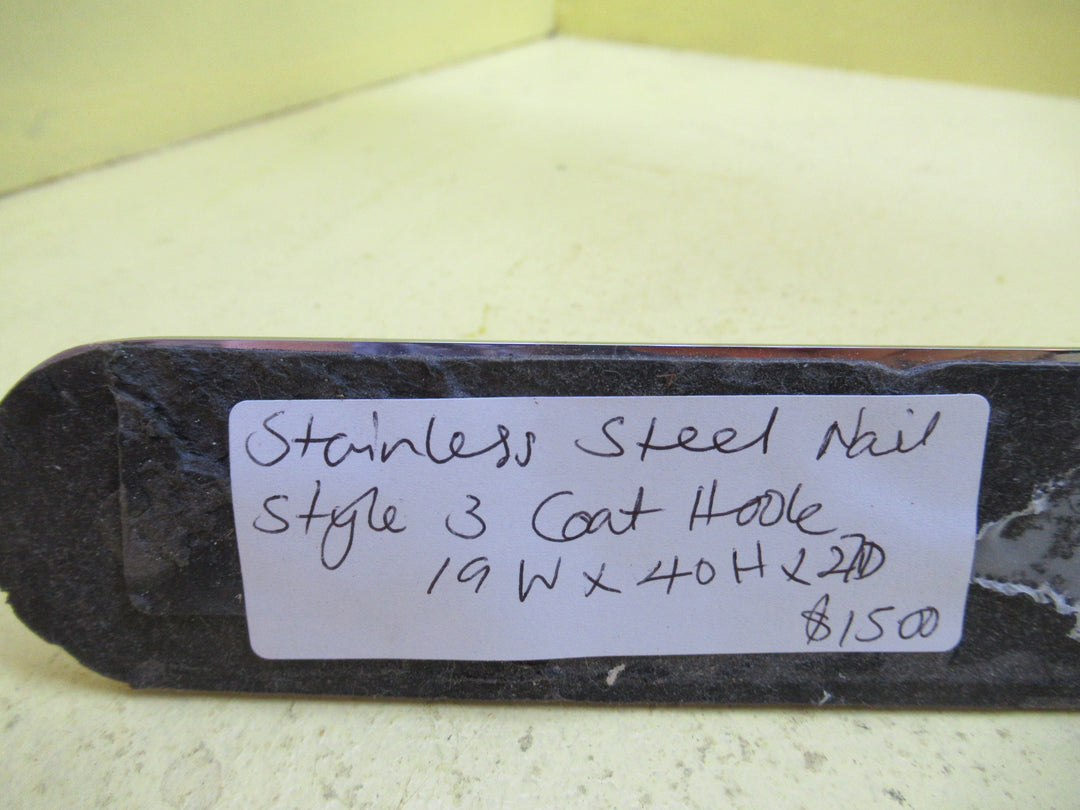 Stainless Steel Nail Style 3 Coat Hook 40L x 19W x 27D