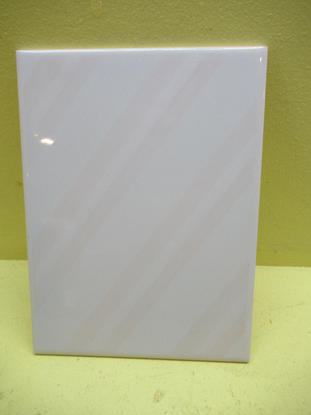 Whtie Tile with Light Pink Diagonal Stripes 200H x 150W