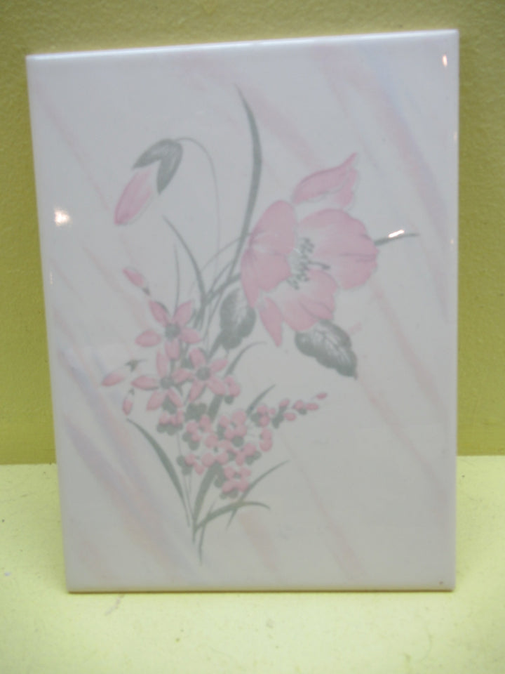 Whtie Tile with Light Pink Diagonal Stripes 200H x 150W