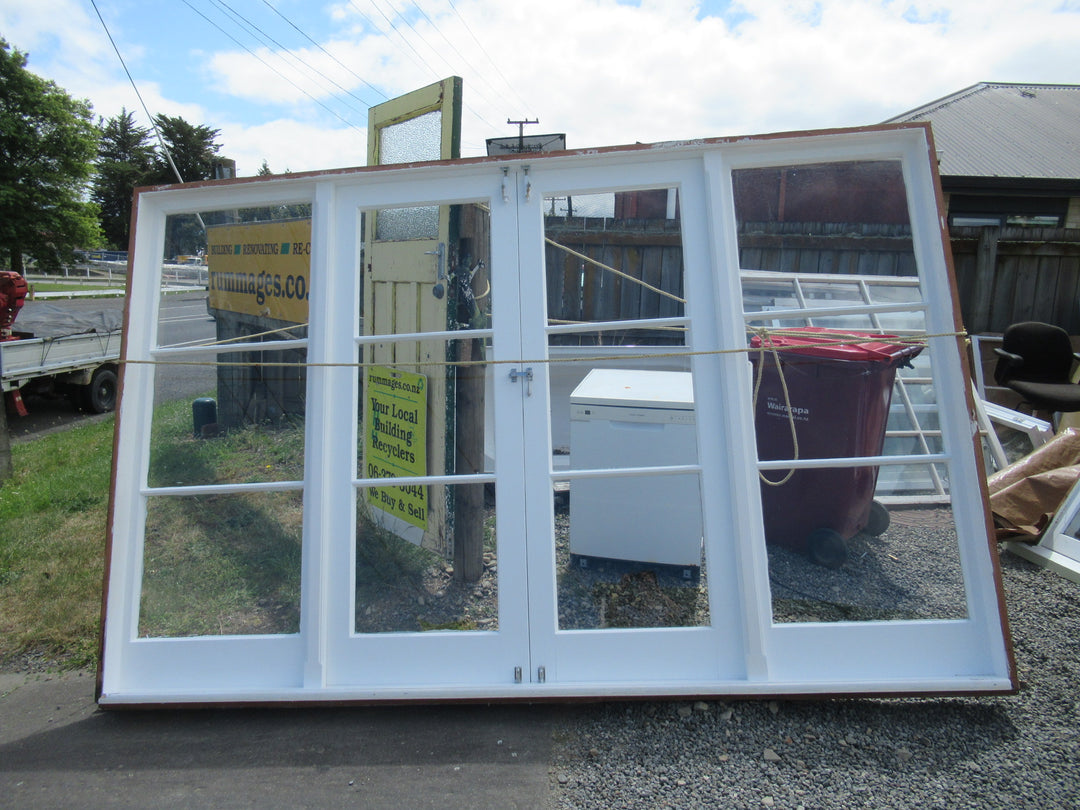 Native Timber 3 Lite French Doors with Side lites, Art Deco Hardware & Keys 2025H x 3145W x 135D