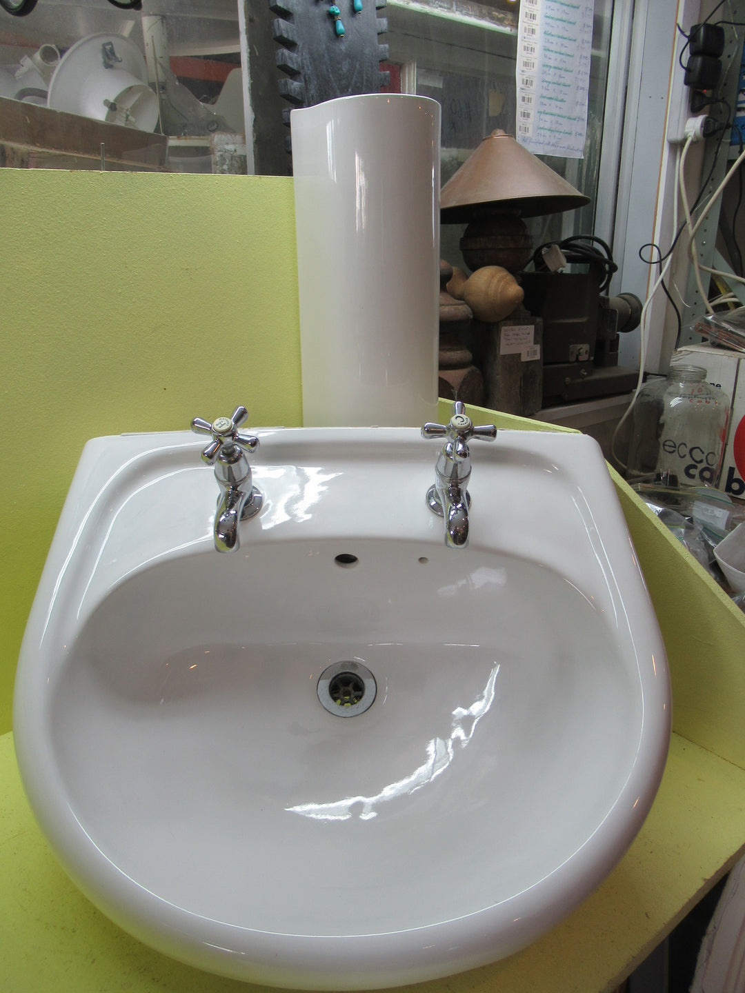 Doulton Porcelain Basin & Pedestaal with Tapware 260H x 560H x 470D/Pedestal  650H x 160W x 120D