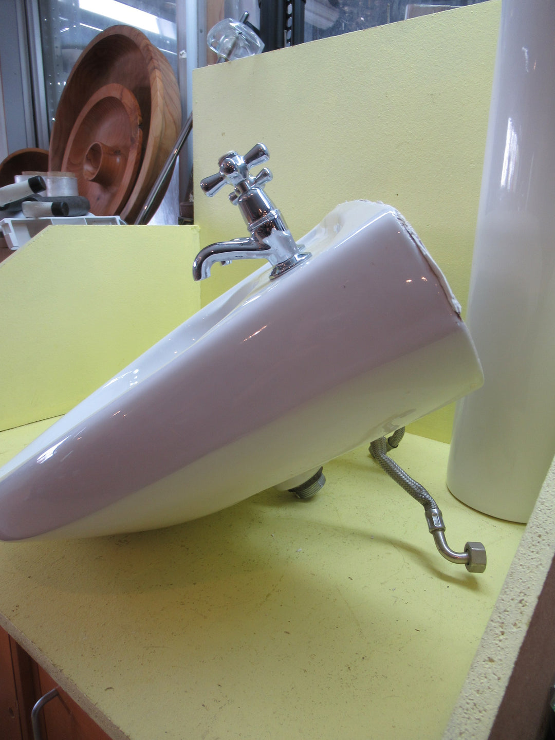 Doulton Porcelain Basin & Pedestaal with Tapware 260H x 560H x 470D/Pedestal  650H x 160W x 120D