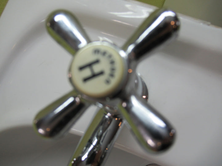 Doulton Porcelain Basin & Pedestaal with Tapware 260H x 560H x 470D/Pedestal  650H x 160W x 120D