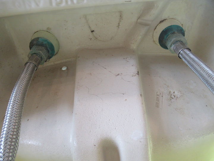 Doulton Porcelain Basin & Pedestaal with Tapware 260H x 560H x 470D/Pedestal  650H x 160W x 120D