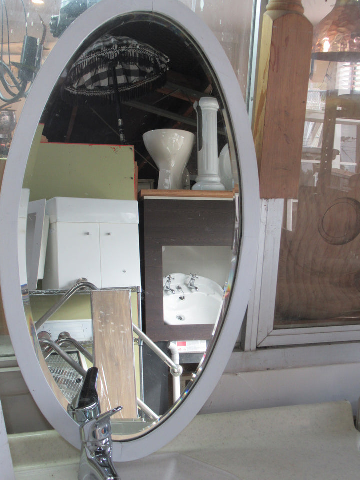 Oval Bevelled Mirror with timber frame 820H x 465W
