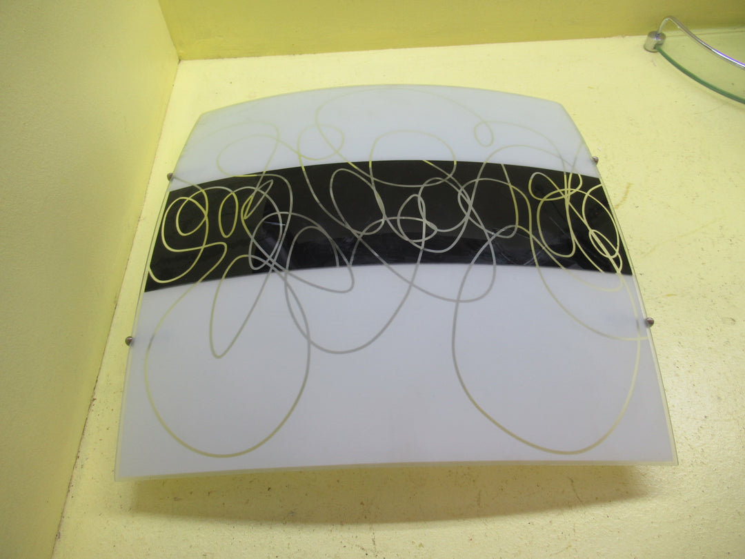 Square Stripped Squidley Design in Black & White Ceiling Light 390mmSq