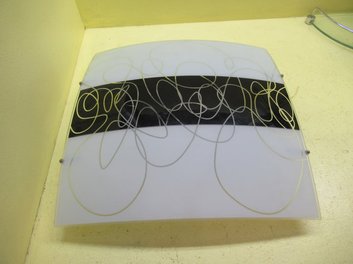 Square Stripped Squidley Design in Black & White Ceiling Light 390mmSq