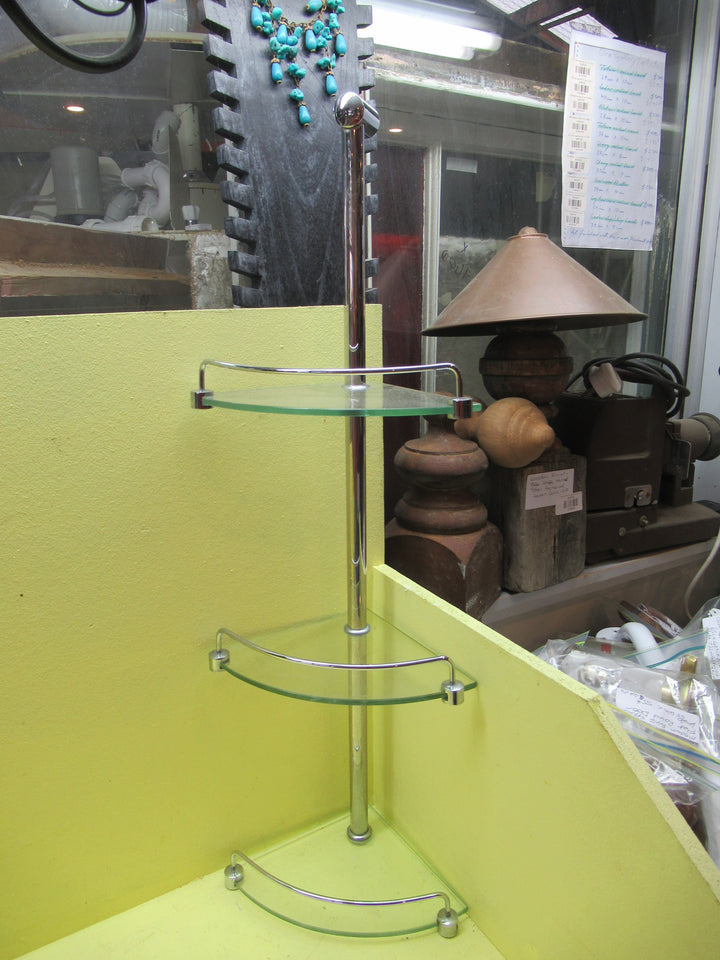 Stainless Steel & Glass 3 Tier Shower Stand 760H x 190W x 190D