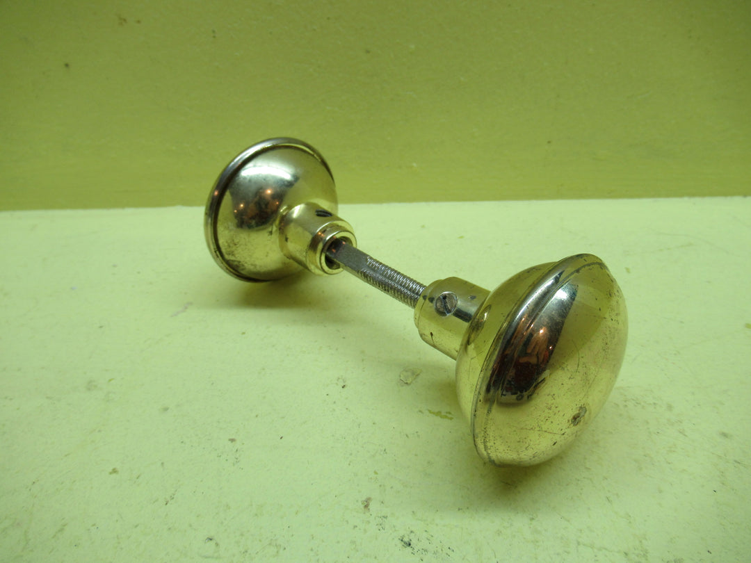 Modern Brass Effect Flat Round Door Knob 55Dia x 55H