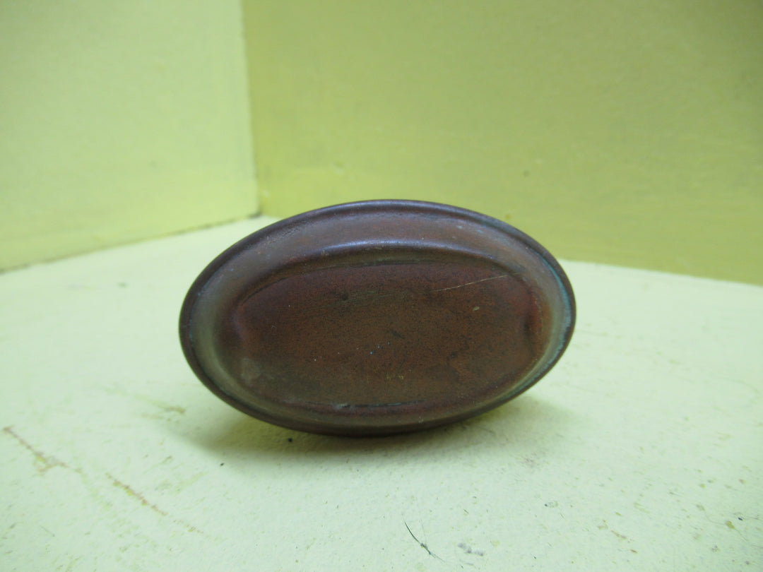 Hollow Antique Copper Knob Handle with Invert Ribbed with Oval Detail 70L x 43W x 48H