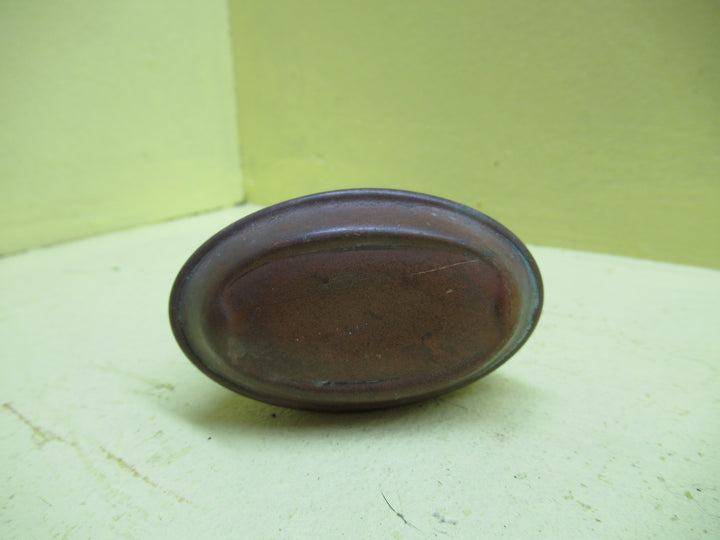 Hollow Antique Copper Knob Handle with Invert Ribbed with Oval Detail 70L x 43W x 48H