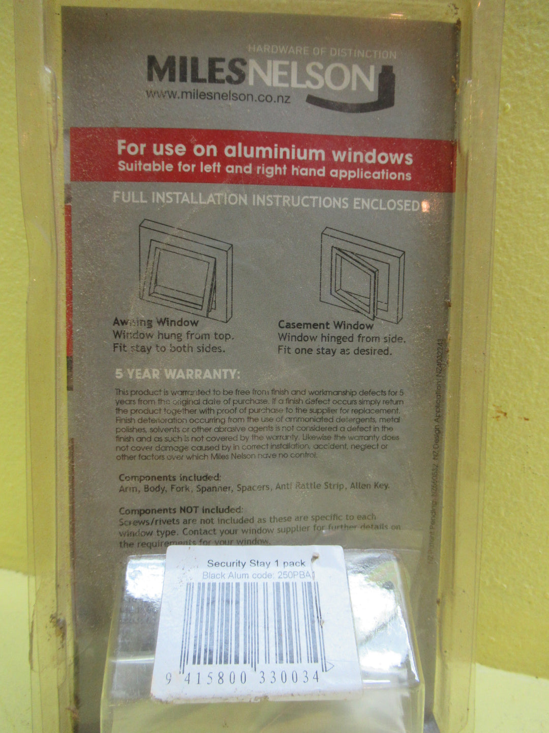 Miles Nelson Aulminium Security Window Stay 140L x 40W x 40H