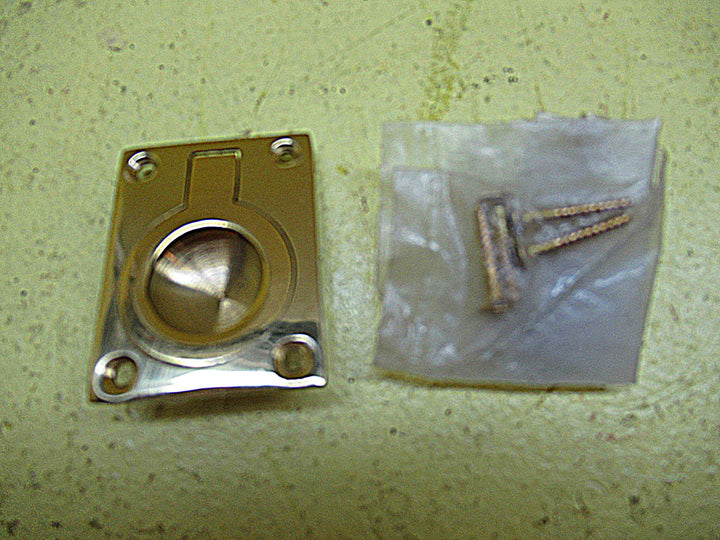 Small Rectangle Brass Flush Ring Pull 50L x 38W x 15D