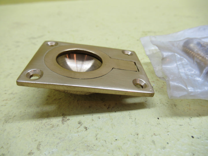 Small Rectangle Brass Flush Ring Pull 50L x 38W x 15D