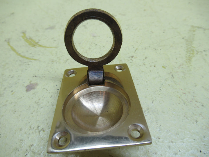 Small Rectangle Brass Flush Ring Pull 50L x 38W x 15D