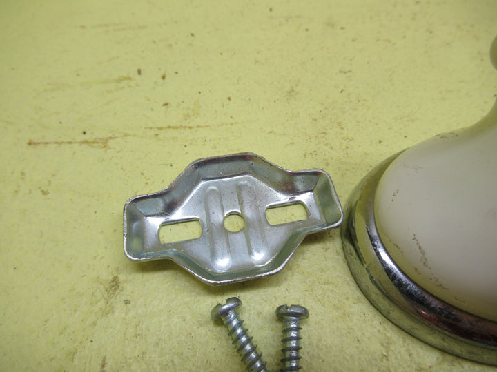 Off White Enamel Toilet Roll Holder with Oval Base with Chrome Bfand 72H x 52W x 50D