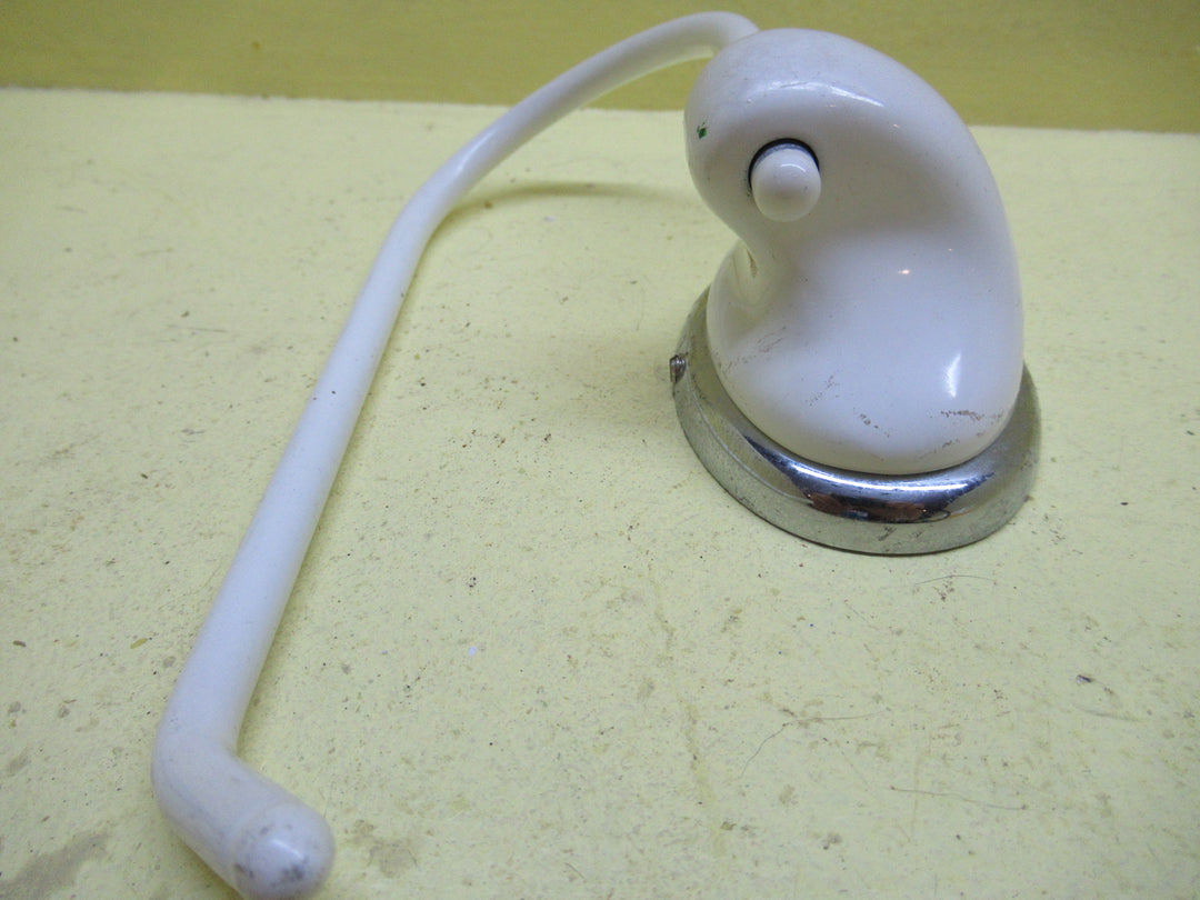 Off White Enamel Toilet Roll Holder with Oval Base with Chrome Bfand 72H x 52W x 50D