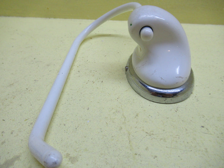 Off White Enamel Toilet Roll Holder with Oval Base with Chrome Bfand 72H x 52W x 50D