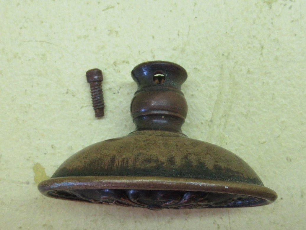 Victorian Oval Door Knob(Single) in Cast Bronze with Ribbon Bow Design 72H x 42W x 45D