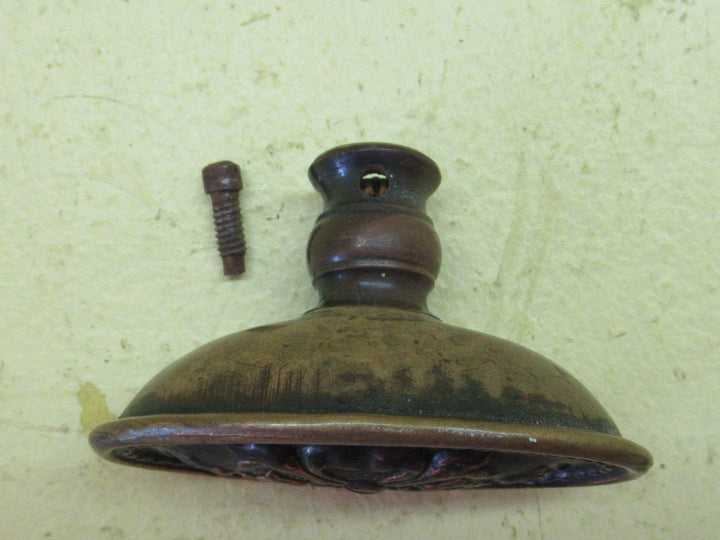 Victorian Oval Door Knob(Single) in Cast Bronze with Ribbon Bow Design 72H x 42W x 45D