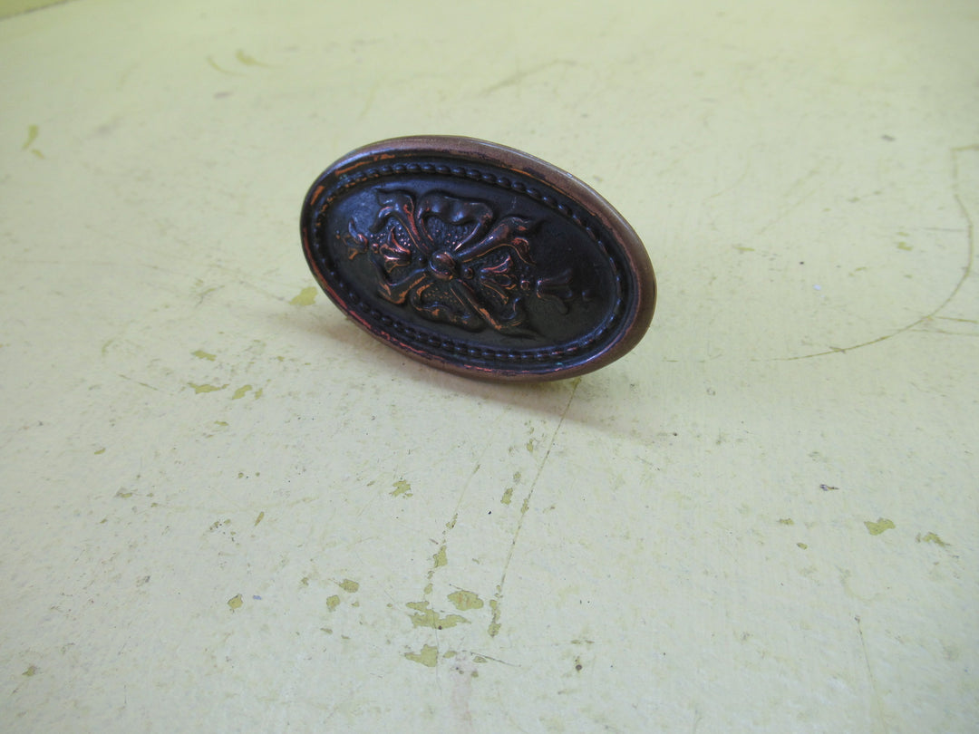 Victorian Oval Door Knob(Single) in Cast Bronze with Ribbon Bow Design 72H x 42W x 45D