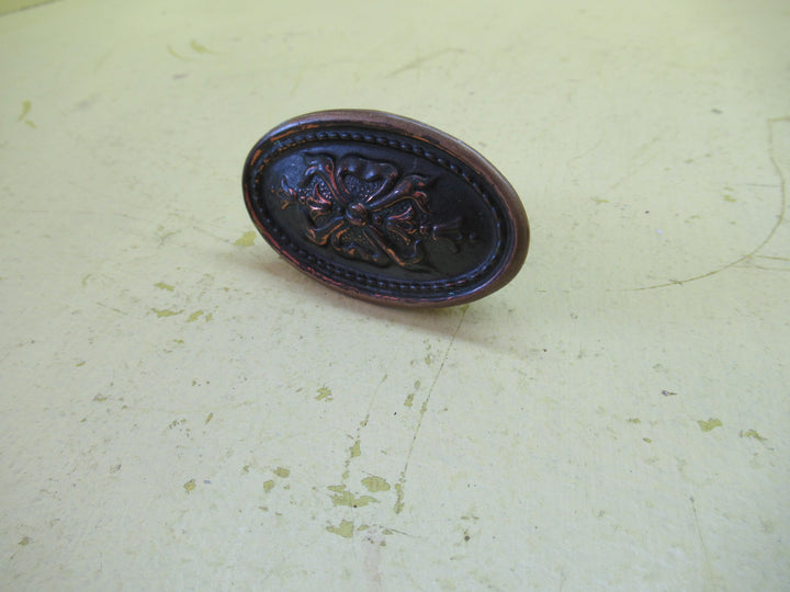 Victorian Oval Door Knob(Single) in Cast Bronze with Ribbon Bow Design 72H x 42W x 45D