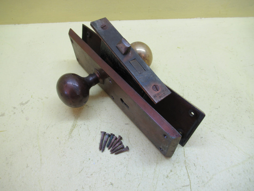 Vintage Sloped Rectangle Plate with Knob Handle and Mortice Lock 230L x 67W x 8D/Knob 60H x 45Dia