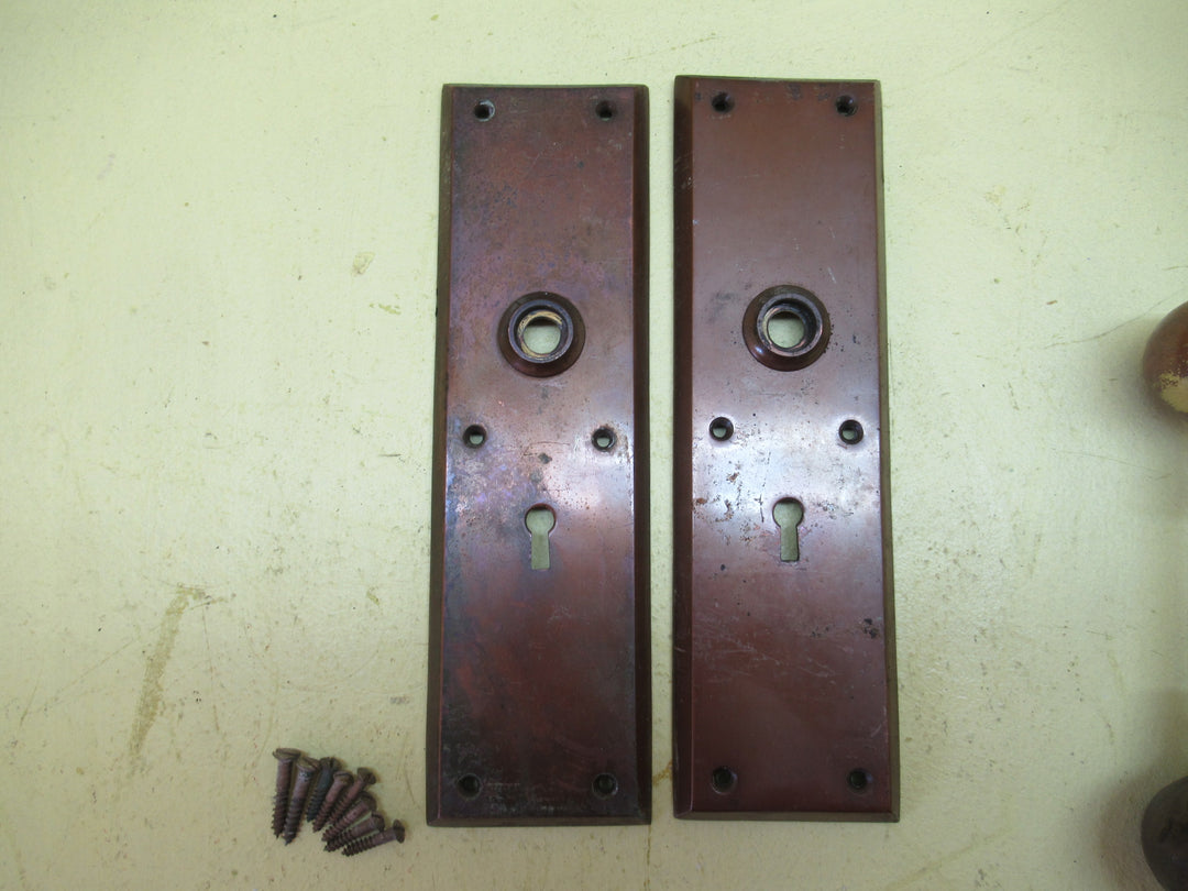 Vintage Sloped Rectangle Plate with Knob Handle and Mortice Lock 230L x 67W x 8D/Knob 60H x 45Dia