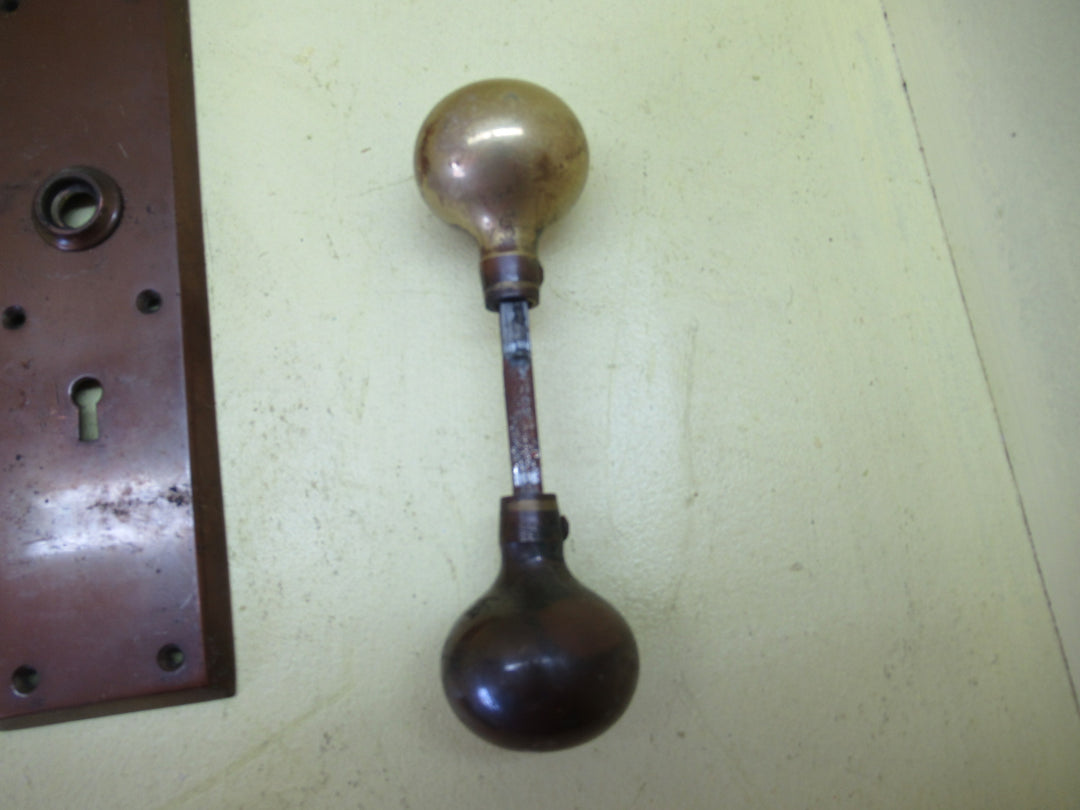 Vintage Sloped Rectangle Plate with Knob Handle and Mortice Lock 230L x 67W x 8D/Knob 60H x 45Dia