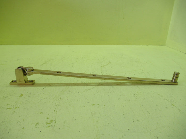 Polished Brass Ribbed End Casement Stays with Rectangle Plate 325L x 13W