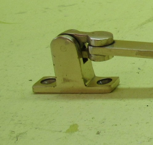 Polished Brass Ribbed End Casement Stays with Rectangle Plate 325L x 13W