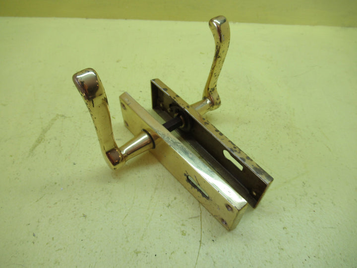 Brass Rectangle Plate with Curved Lever Handle 148L x 42W//Lever 50H x 95L