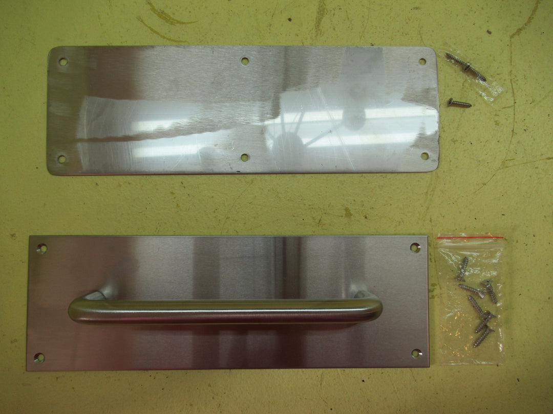 Stainless Steel Pull Handle & Push Plate 300L x 100W/Pull 60H x 200L