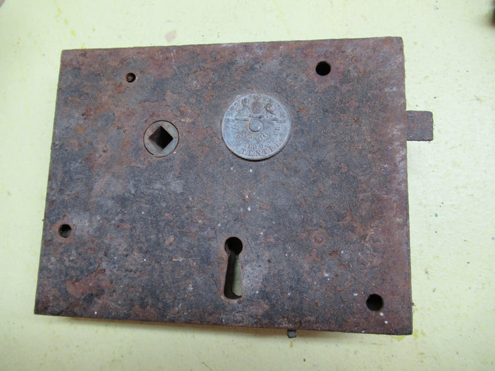 Antique Carpenter No. 60 door Rim Box Lock Patentee Civil War Confederate area 118H x 151W x 18D