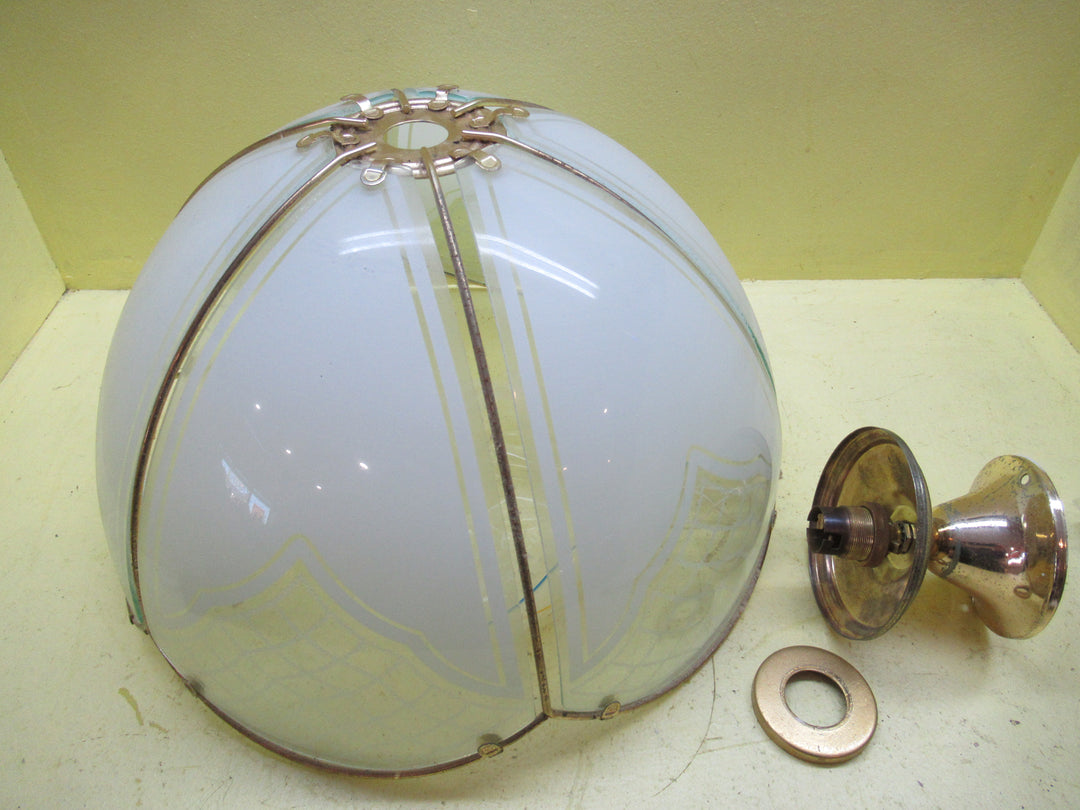 Segmented 1970's Celing Shade in Brass Effect With Edge Glass Pattern 390Dia x 220H