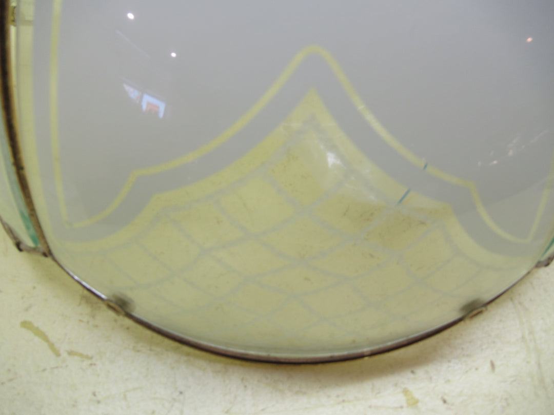 Segmented 1970's Celing Shade in Brass Effect With Edge Glass Pattern 390Dia x 220H