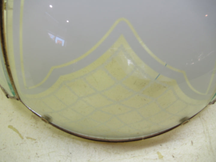 Segmented 1970's Celing Shade in Brass Effect With Edge Glass Pattern 390Dia x 220H