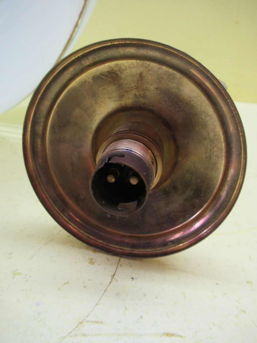 Segmented 1970's Celing Shade in Brass Effect With Edge Glass Pattern 390Dia x 220H