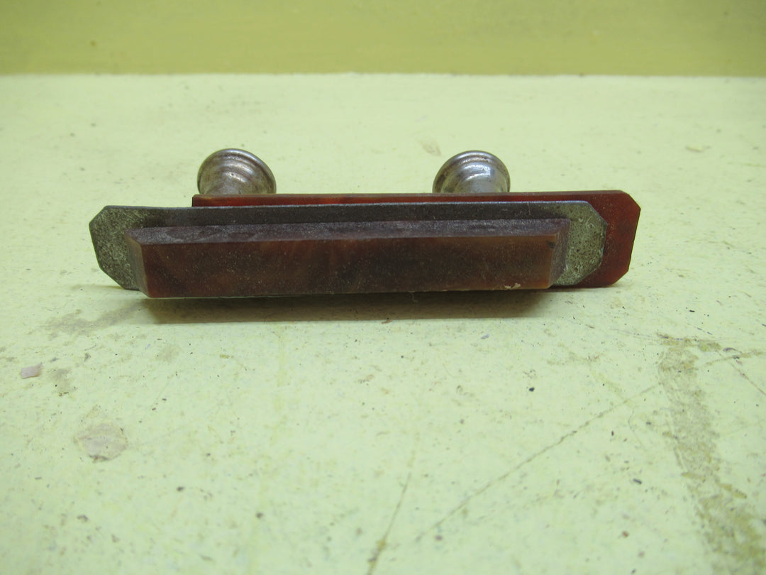 Art Deco Pull Handle with Bakelite sloped Wedge Design with Metal & Bakelite Base and Bell Shaped Mounts 32H x 90W x 17D