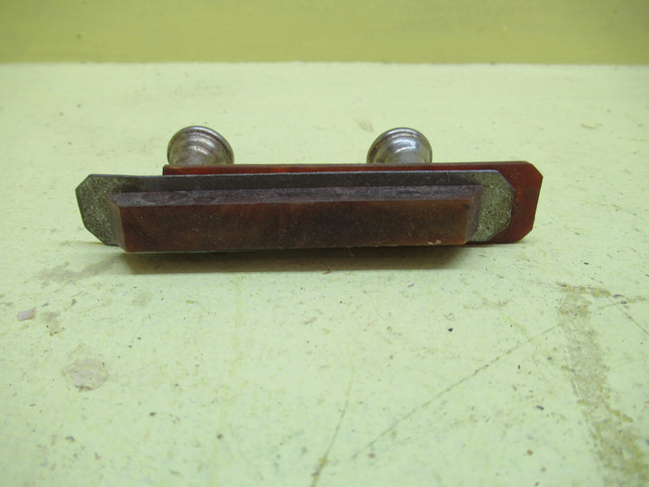 Art Deco Pull Handle with Bakelite sloped Wedge Design with Metal & Bakelite Base and Bell Shaped Mounts 32H x 90W x 17D