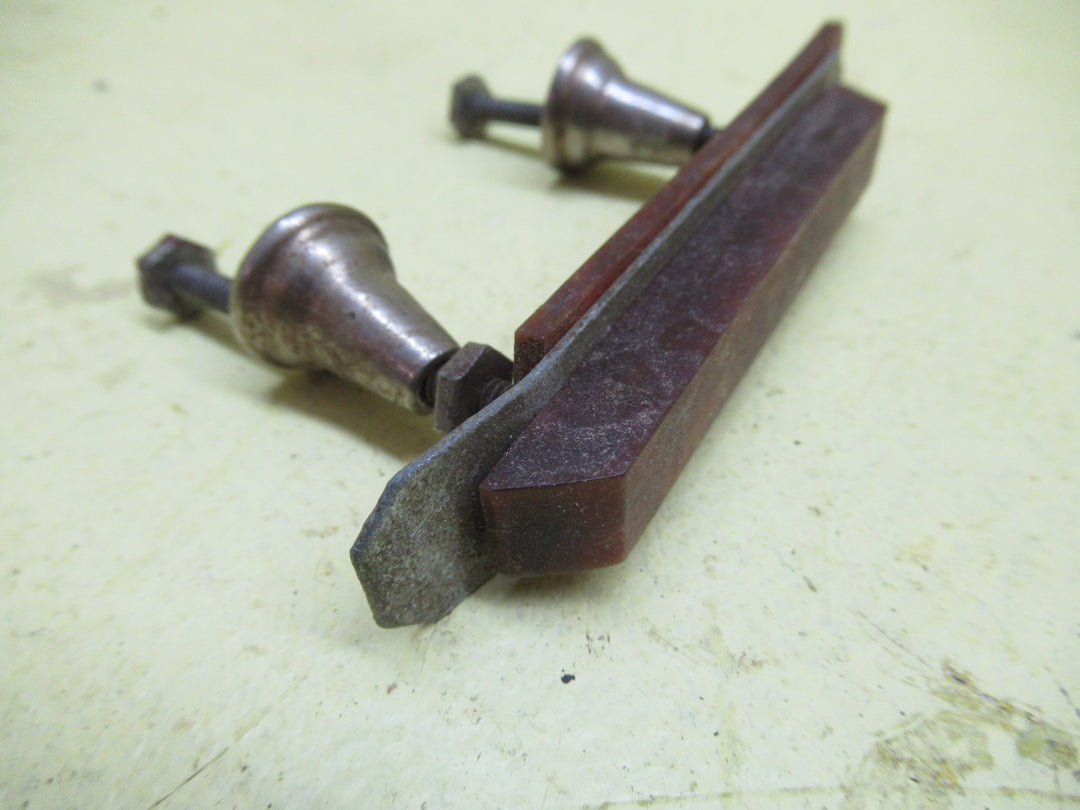 Art Deco Pull Handle with Bakelite sloped Wedge Design with Metal & Bakelite Base and Bell Shaped Mounts 32H x 90W x 17D