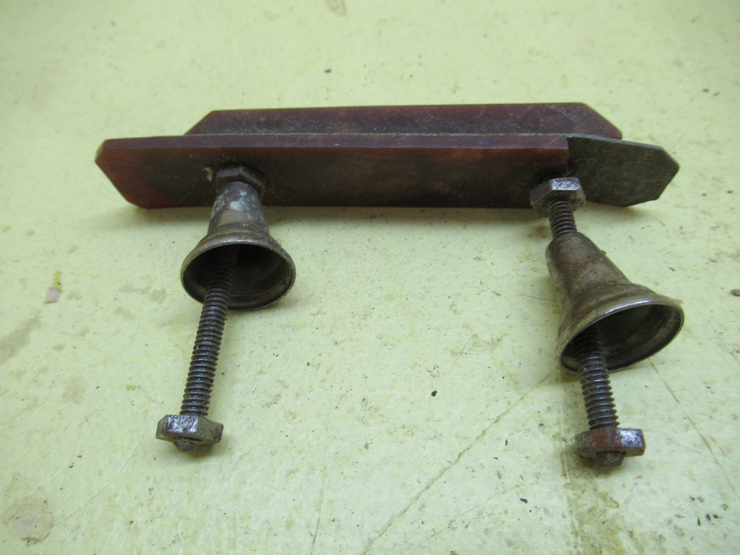 Art Deco Pull Handle with Bakelite sloped Wedge Design with Metal & Bakelite Base and Bell Shaped Mounts 32H x 90W x 17D