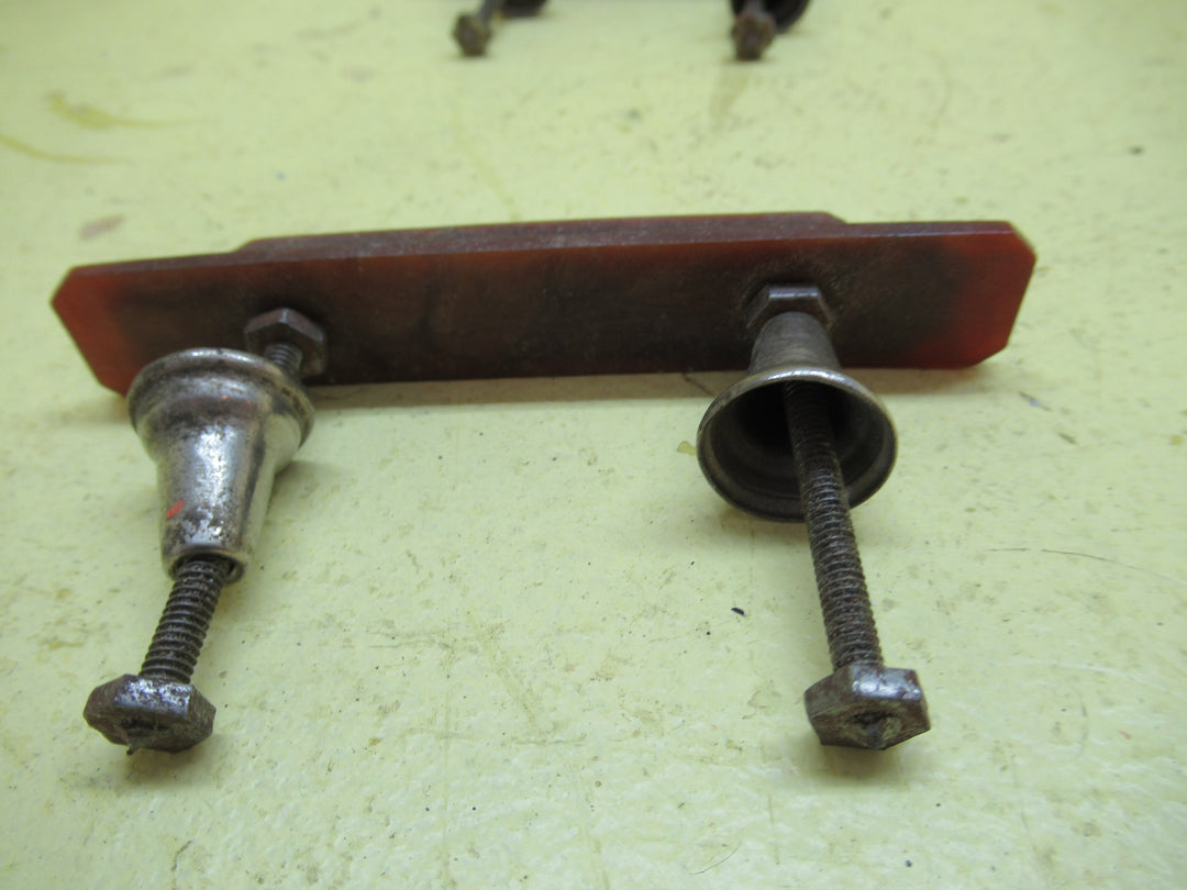 Art Deco Pull Handle with Bakelite sloped Wedge Design with Metal & Bakelite Base and Bell Shaped Mounts 32H x 90W x 17D