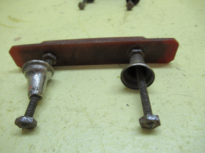 Art Deco Pull Handle with Bakelite sloped Wedge Design with Metal & Bakelite Base and Bell Shaped Mounts 32H x 90W x 17D