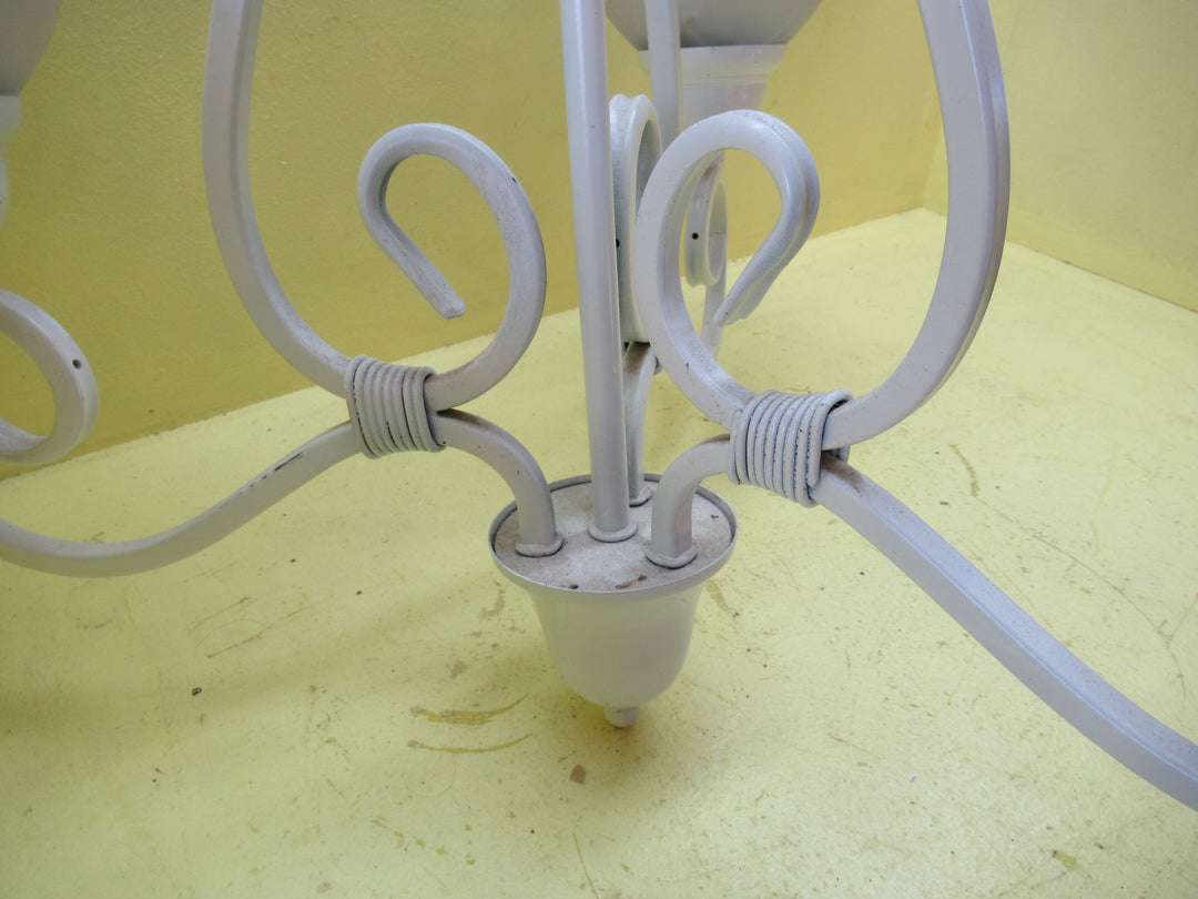 Gothic Style Whtie Painted Wrought Iron 3 Shade Chandelier