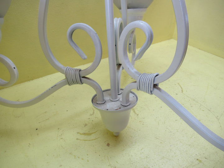 Gothic Style Whtie Painted Wrought Iron 3 Shade Chandelier