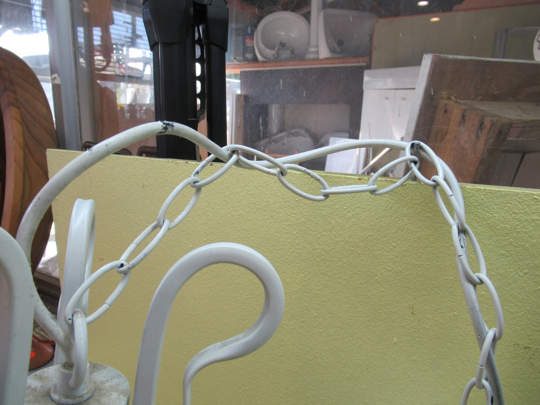 Gothic Style Whtie Painted Wrought Iron 3 Shade Chandelier