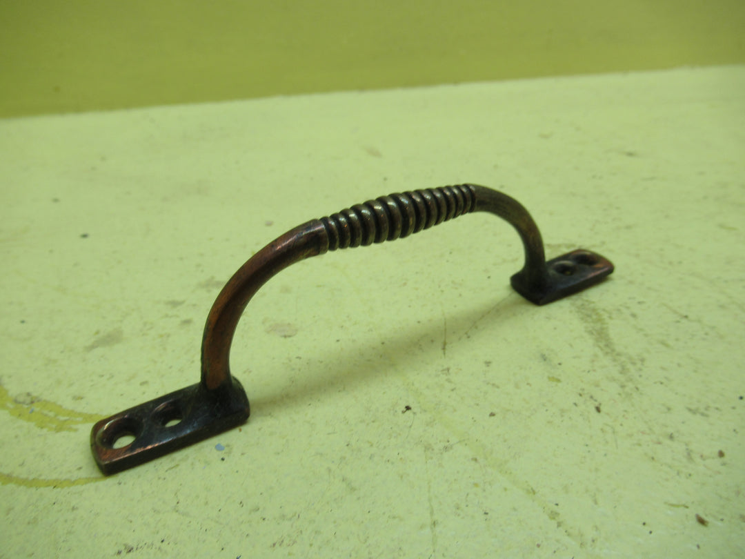 Antique Copper Ribbed Detailed Pull Draw Handle 127L x 37D x 12W